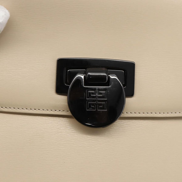 GIVENCHY Hand Bag Leather Light Beige Auth 173638