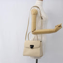 GIVENCHY Hand Bag Leather Light Beige Auth 173638-25
