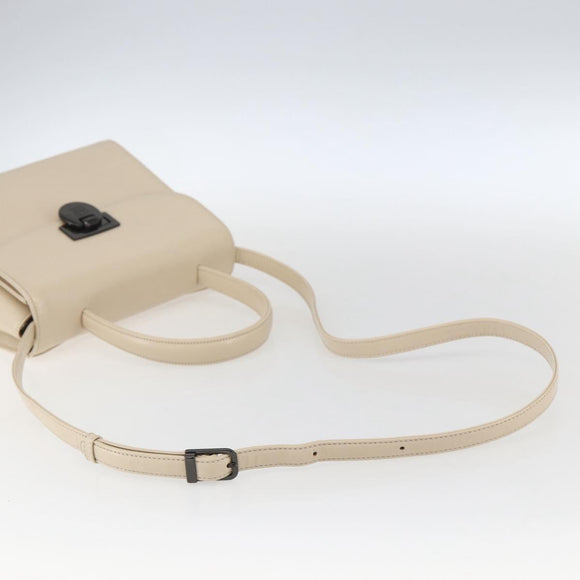 GIVENCHY Hand Bag Leather Light Beige Auth 173638