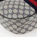 GUCCI GG Supreme Sherry Line Tote Bag PVC Navy Gold Auth 173640-13