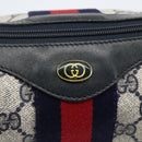 GUCCI GG Supreme Sherry Line Tote Bag PVC Navy Gold Auth 173640-14