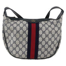 GUCCI GG Supreme Sherry Line Tote Bag PVC Navy Gold Auth 173640-2