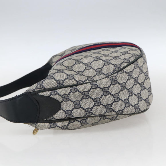 GUCCI GG Supreme Sherry Line Tote Bag PVC Navy Gold Auth 173640