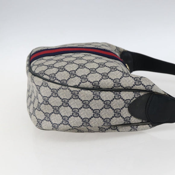 GUCCI GG Supreme Sherry Line Tote Bag PVC Navy Gold Auth 173640