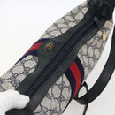 GUCCI GG Supreme Sherry Line Tote Bag PVC Navy Gold Auth 173640-6