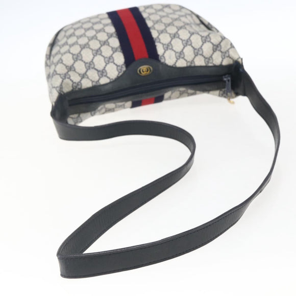 GUCCI GG Supreme Sherry Line Tote Bag PVC Navy Gold Auth 173640