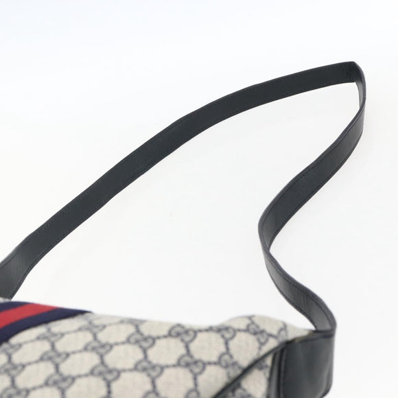 GUCCI GG Supreme Sherry Line Tote Bag PVC Navy Gold Auth 173640