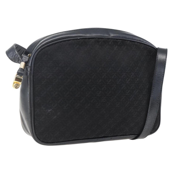LOEWE Shoulder Bag Canvas Leather Black Gold Auth 173644