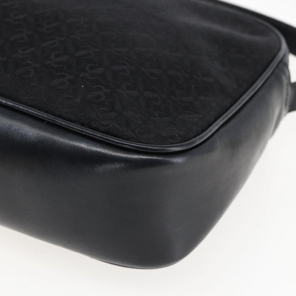 LOEWE Shoulder Bag Canvas Leather Black Gold Auth 173644