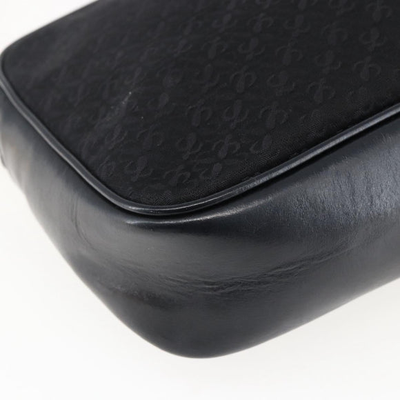 LOEWE Shoulder Bag Canvas Leather Black Gold Auth 173644