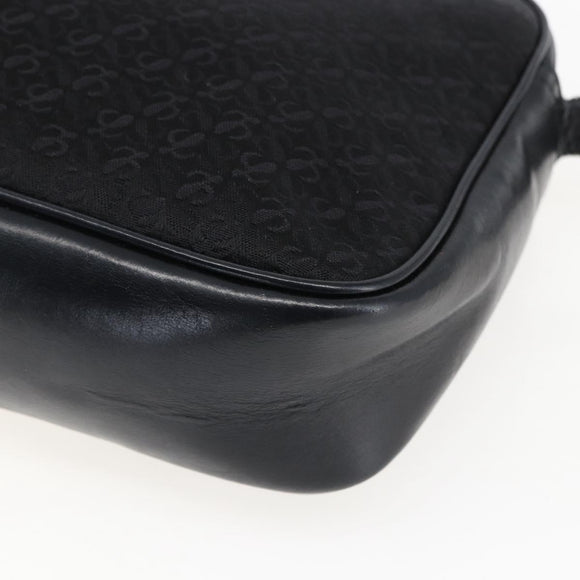 LOEWE Shoulder Bag Canvas Leather Black Gold Auth 173644