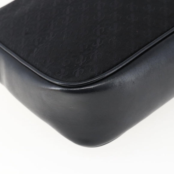 LOEWE Shoulder Bag Canvas Leather Black Gold Auth 173644