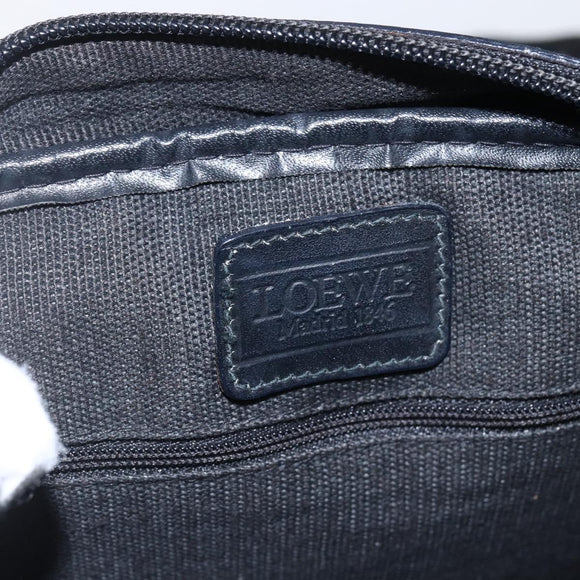 LOEWE Shoulder Bag Canvas Leather Black Gold Auth 173644