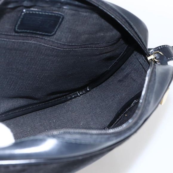 LOEWE Shoulder Bag Canvas Leather Black Gold Auth 173644