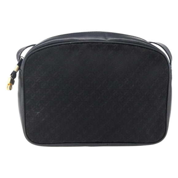 LOEWE Shoulder Bag Canvas Leather Black Gold Auth 173644