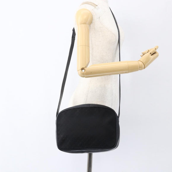 LOEWE Shoulder Bag Canvas Leather Black Gold Auth 173644