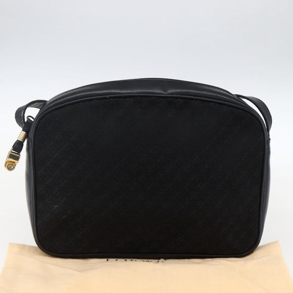 LOEWE Shoulder Bag Canvas Leather Black Gold Auth 173644