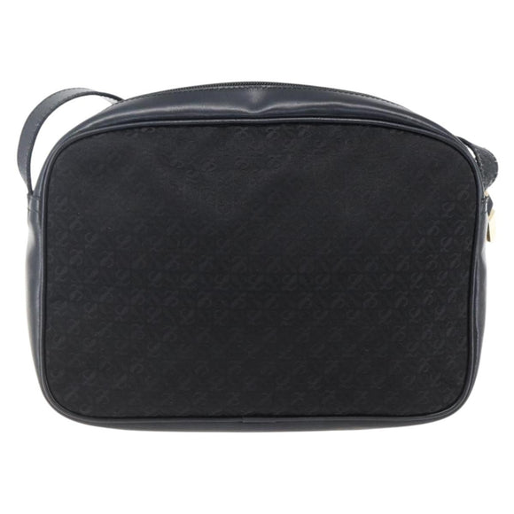 LOEWE Shoulder Bag Canvas Leather Black Gold Auth 173644