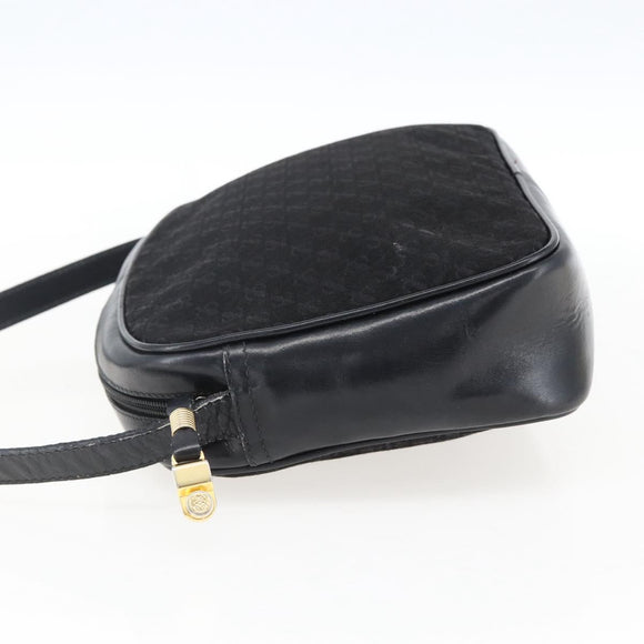 LOEWE Shoulder Bag Canvas Leather Black Gold Auth 173644
