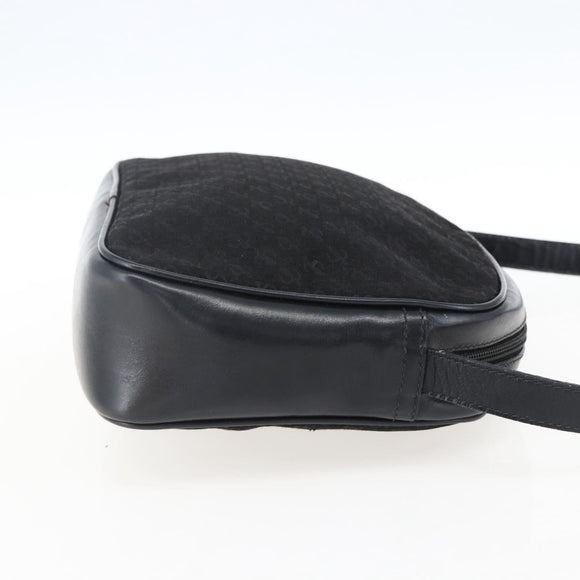 LOEWE Shoulder Bag Canvas Leather Black Gold Auth 173644