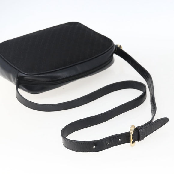 LOEWE Shoulder Bag Canvas Leather Black Gold Auth 173644
