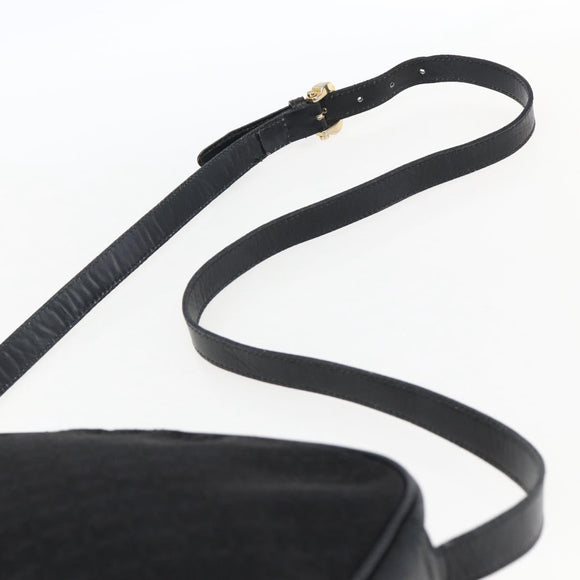 LOEWE Shoulder Bag Canvas Leather Black Gold Auth 173644