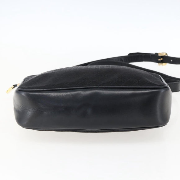 LOEWE Shoulder Bag Canvas Leather Black Gold Auth 173644