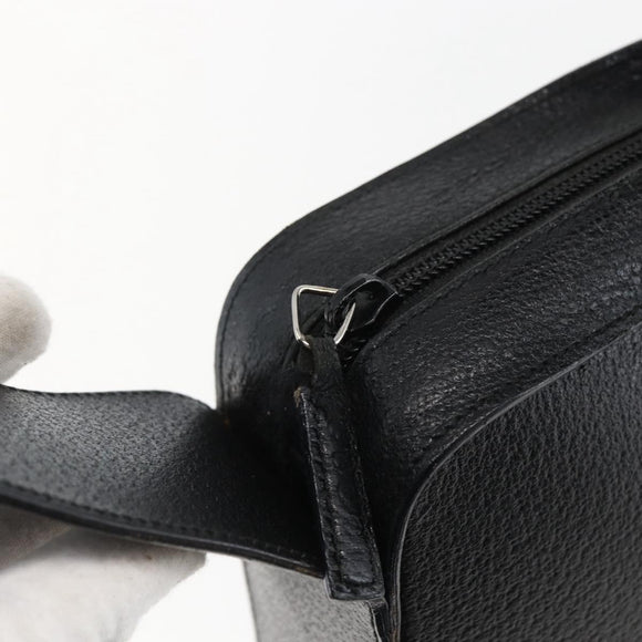 GUCCI Shoulder Bag Leather Black Silver 001 3032 Auth 173646