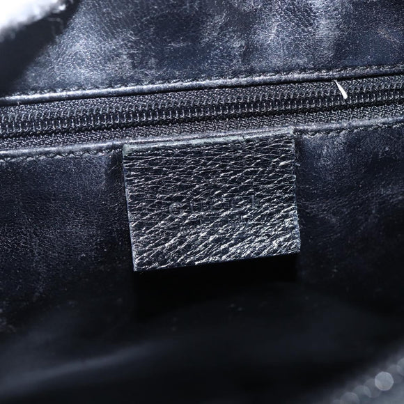 GUCCI Shoulder Bag Leather Black Silver 001 3032 Auth 173646