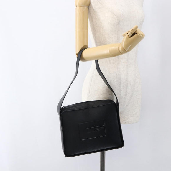 GUCCI Shoulder Bag Leather Black Silver 001 3032 Auth 173646