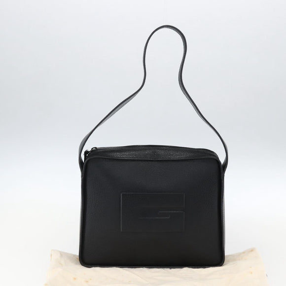 GUCCI Shoulder Bag Leather Black Silver 001 3032 Auth 173646