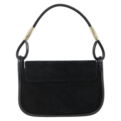 GUCCI Shoulder Bag Suede Black Gold 001 2684 1777 Auth 173648 - 0