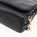 GUCCI Horsebit Shoulder Bag Leather Black Gold Auth 173650-9