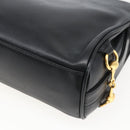 GUCCI Horsebit Shoulder Bag Leather Black Gold Auth 173650-15