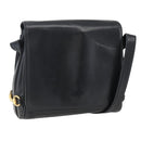 GUCCI Horsebit Shoulder Bag Leather Black Gold Auth 173650-1