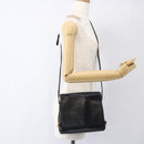 GUCCI Horsebit Shoulder Bag Leather Black Gold Auth 173650-24