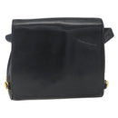 GUCCI Horsebit Shoulder Bag Leather Black Gold Auth 173650-13
