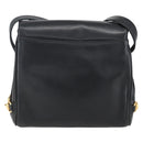 GUCCI Horsebit Shoulder Bag Leather Black Gold Auth 173650-2