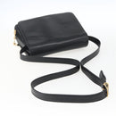 GUCCI Horsebit Shoulder Bag Leather Black Gold Auth 173650-7