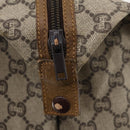 GUCCI GG Plus Supreme Web Sherry Line Boston Bag PVC Beige Auth 173664-15