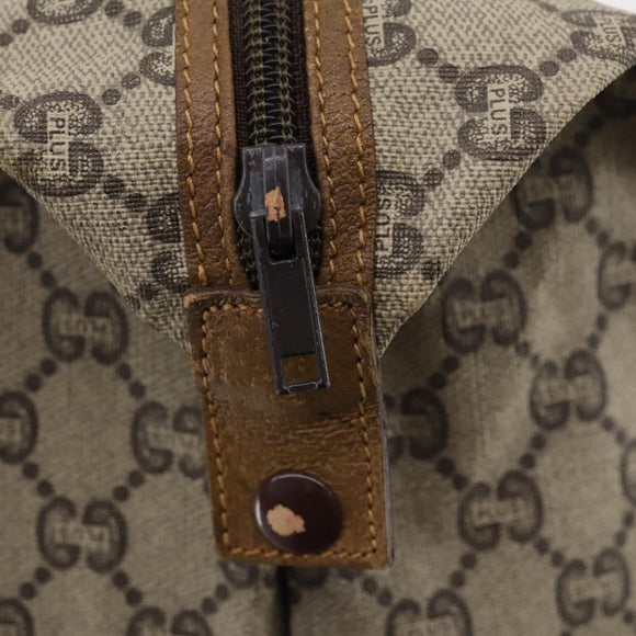 GUCCI GG Plus Supreme Web Sherry Line Boston Bag PVC Beige Auth 173664