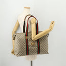 GUCCI GG Plus Supreme Web Sherry Line Boston Bag PVC Beige Auth 173664-22