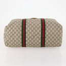 GUCCI GG Plus Supreme Web Sherry Line Boston Bag PVC Beige Auth 173664-9
