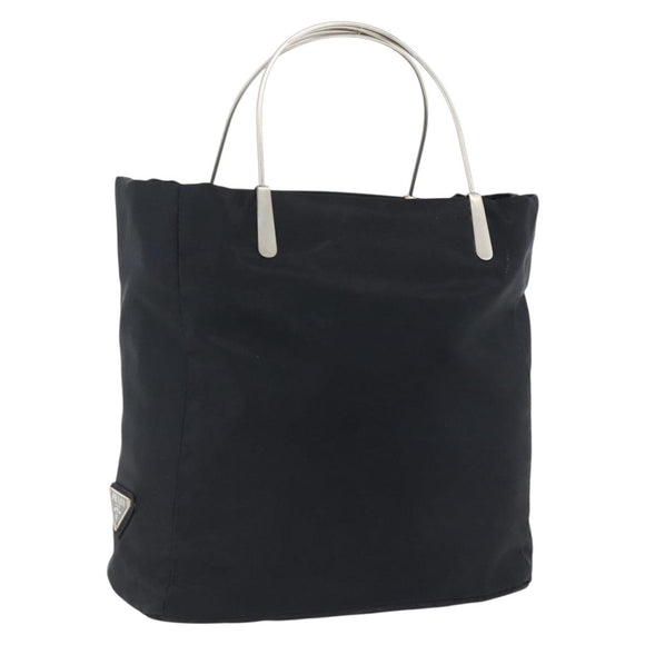 PRADA Hand Bag Nylon Black Silver Auth 173667
