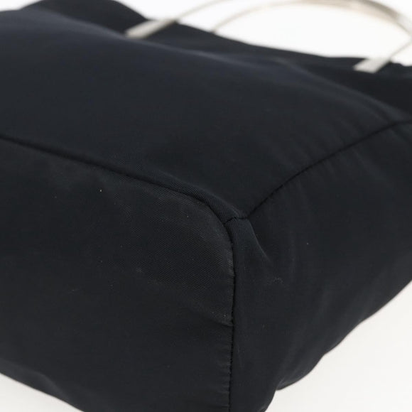 PRADA Hand Bag Nylon Black Silver Auth 173667