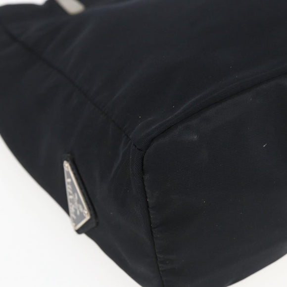 PRADA Hand Bag Nylon Black Silver Auth 173667