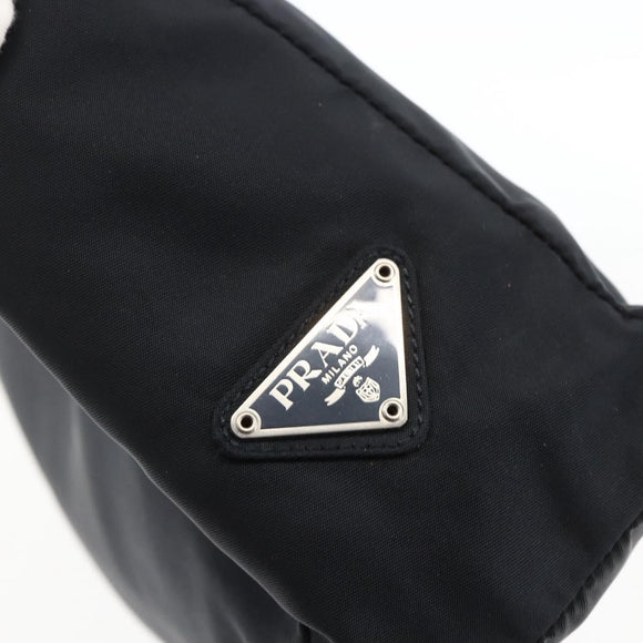 PRADA Hand Bag Nylon Black Silver Auth 173667