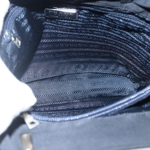 PRADA Hand Bag Nylon Black Silver Auth 173667
