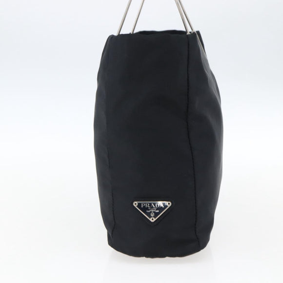 PRADA Hand Bag Nylon Black Silver Auth 173667