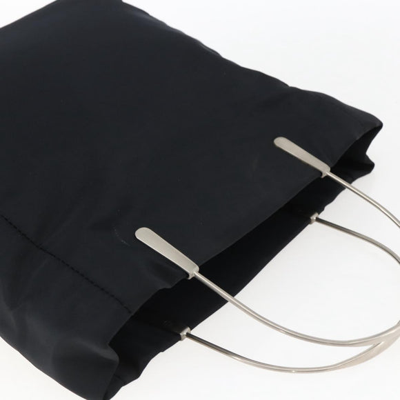 PRADA Hand Bag Nylon Black Silver Auth 173667